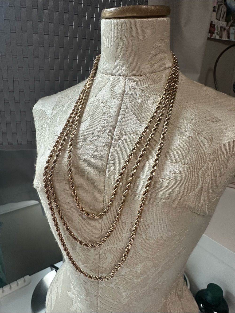 Vintage 12k gold filled Layered Rope Chain Necklace for Women